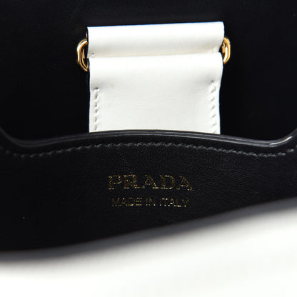 Prada Saffiano Cuir Medium Panier Bucket Bag Bianco Black 8 of 9