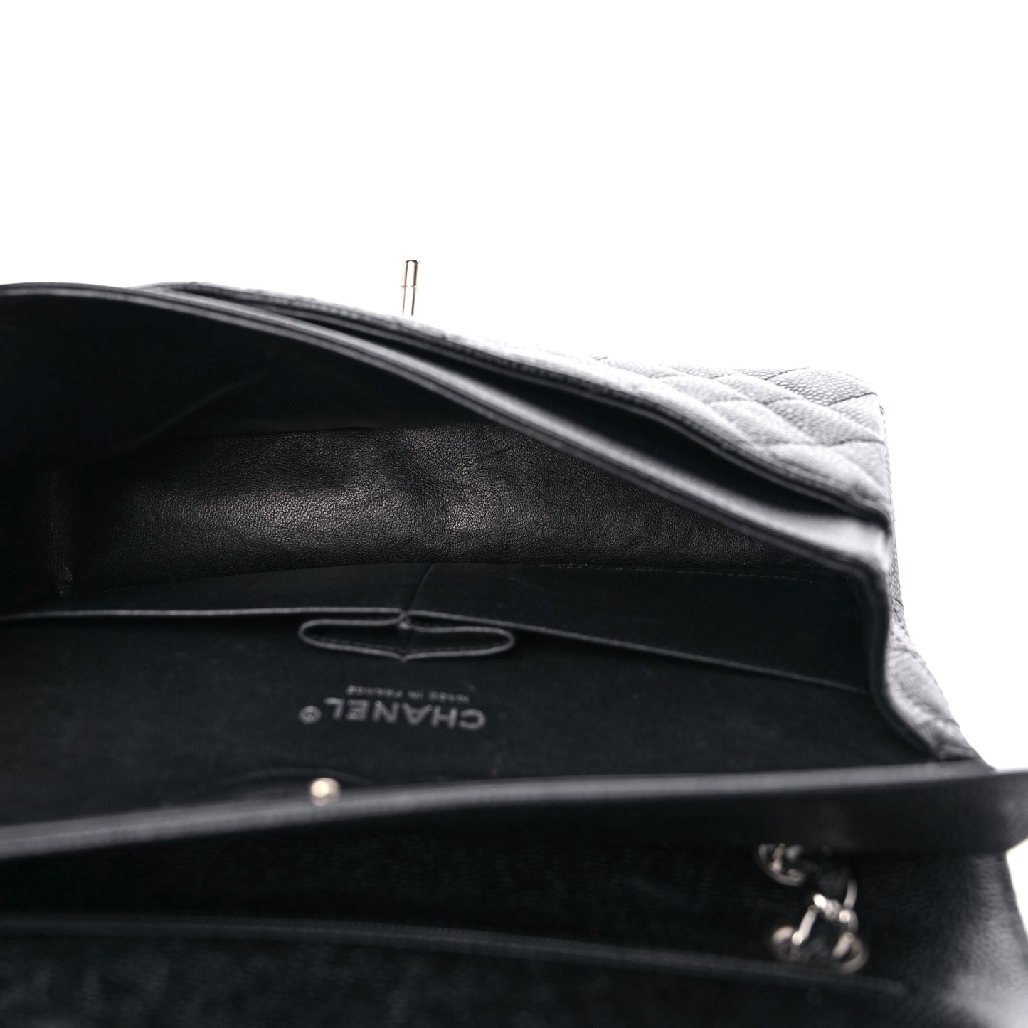 Caviar Quilted Medium Double Flap Black