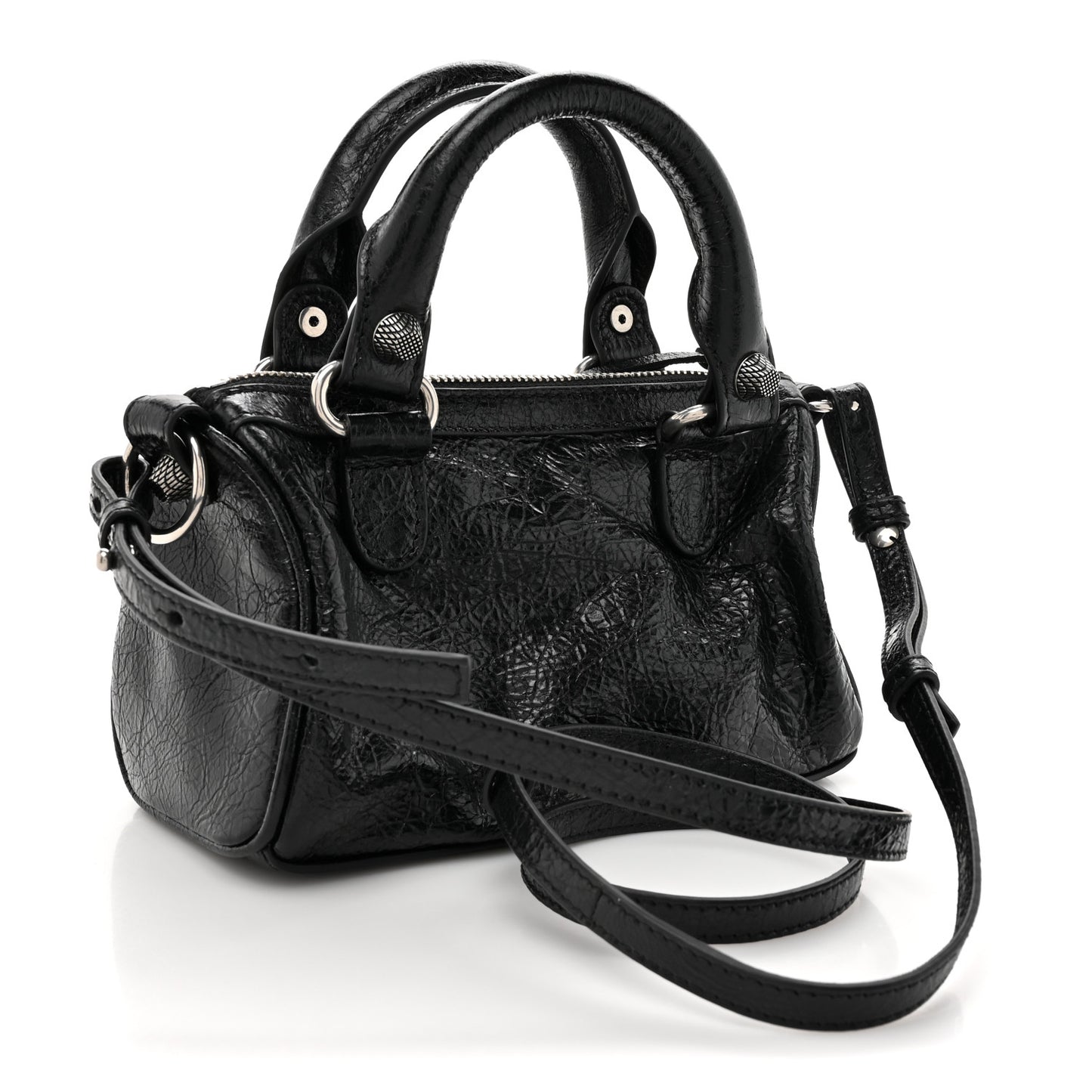 Agneau Arena Crystal Neo Nano Cagole Handbag Black