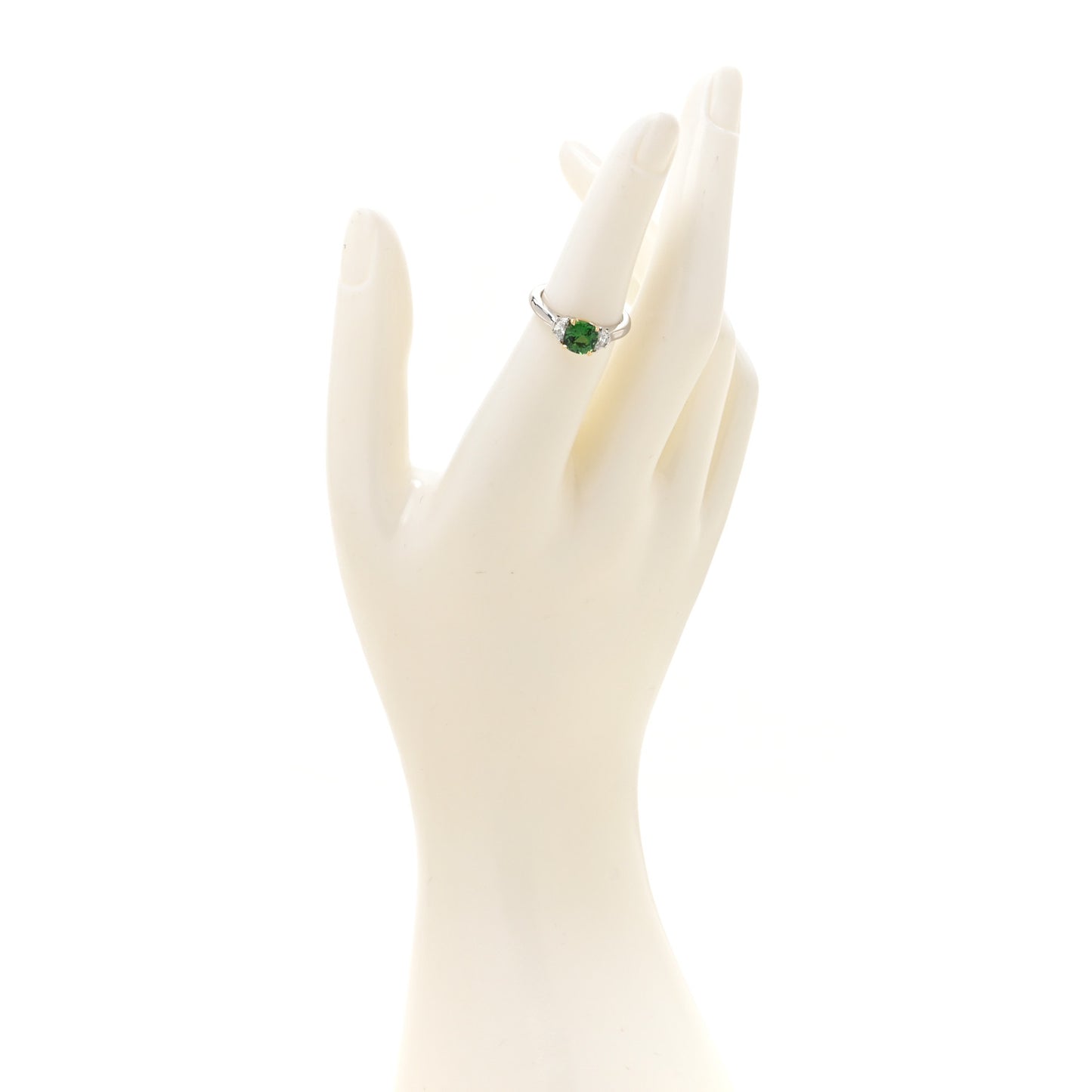 Platinum 18K Yellow Gold Diamond Tsavorite Ring 51 5.75