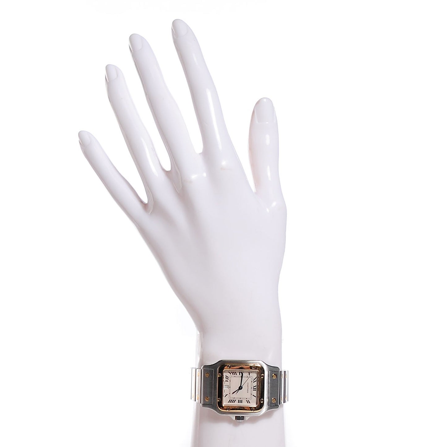 Stainless Steel 18K Yellow Gold 29mm Santos De Galbee Quartz Watch