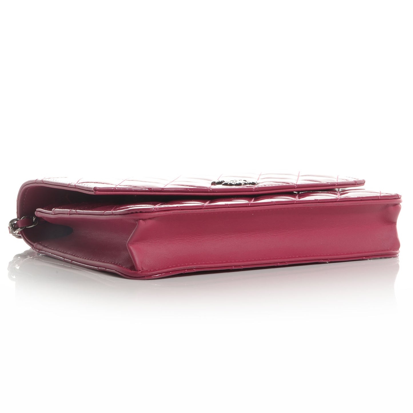 Patent Quilted Brilliant Wallet On Chain WOC Dark Pink