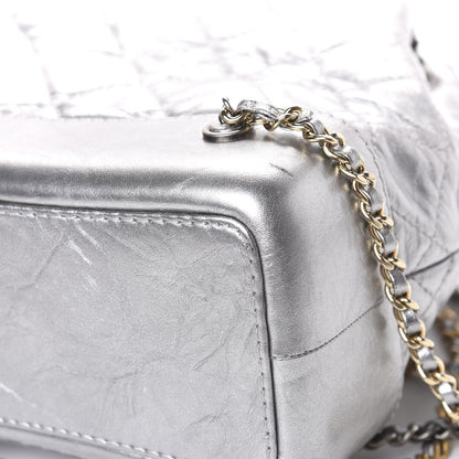 Chanel Metallic Crumpled Calfskin Quilted Gabrielle Backpack Silver 10 of 13