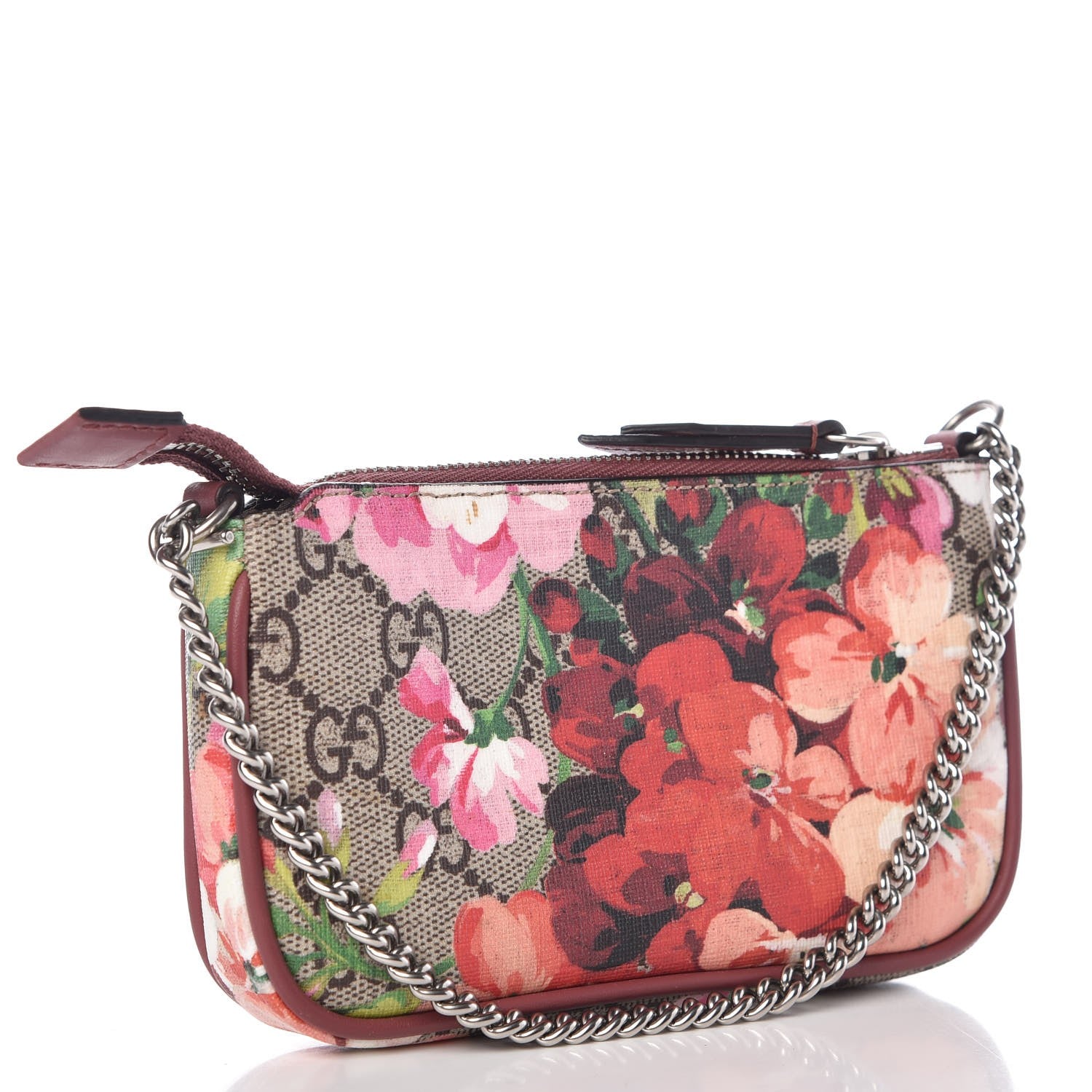 Gucci GG Supreme Monogram Blooms Mini Chain Bag Beige Multicolor Dry Rose 3 of 7