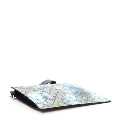 Gucci GG Supreme Monogram Blooms Small Zip Wristlet Pouch Beige Blue Black 4 of 9