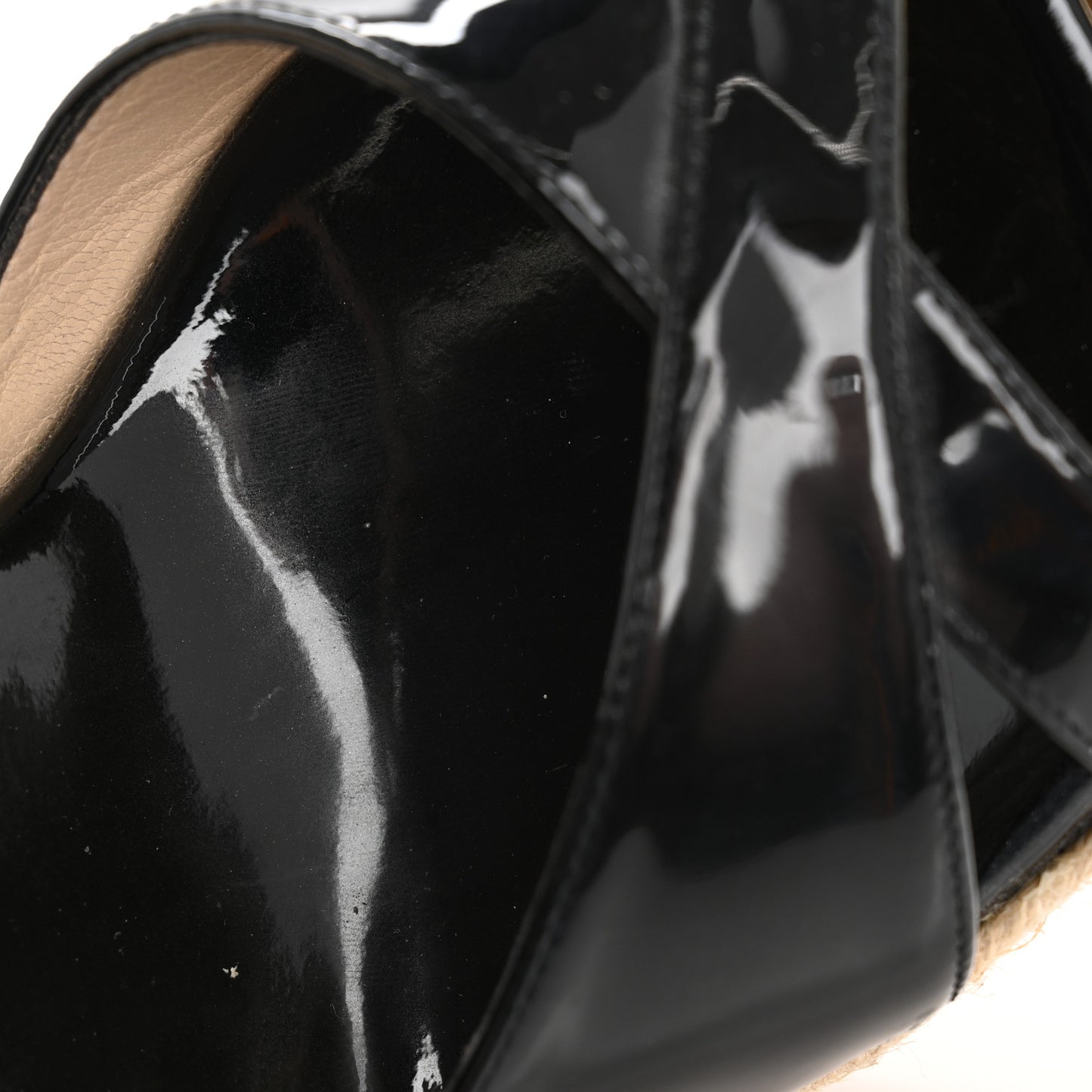 Patent Aimee Espadrille Wedge Sandals 36.5 Black