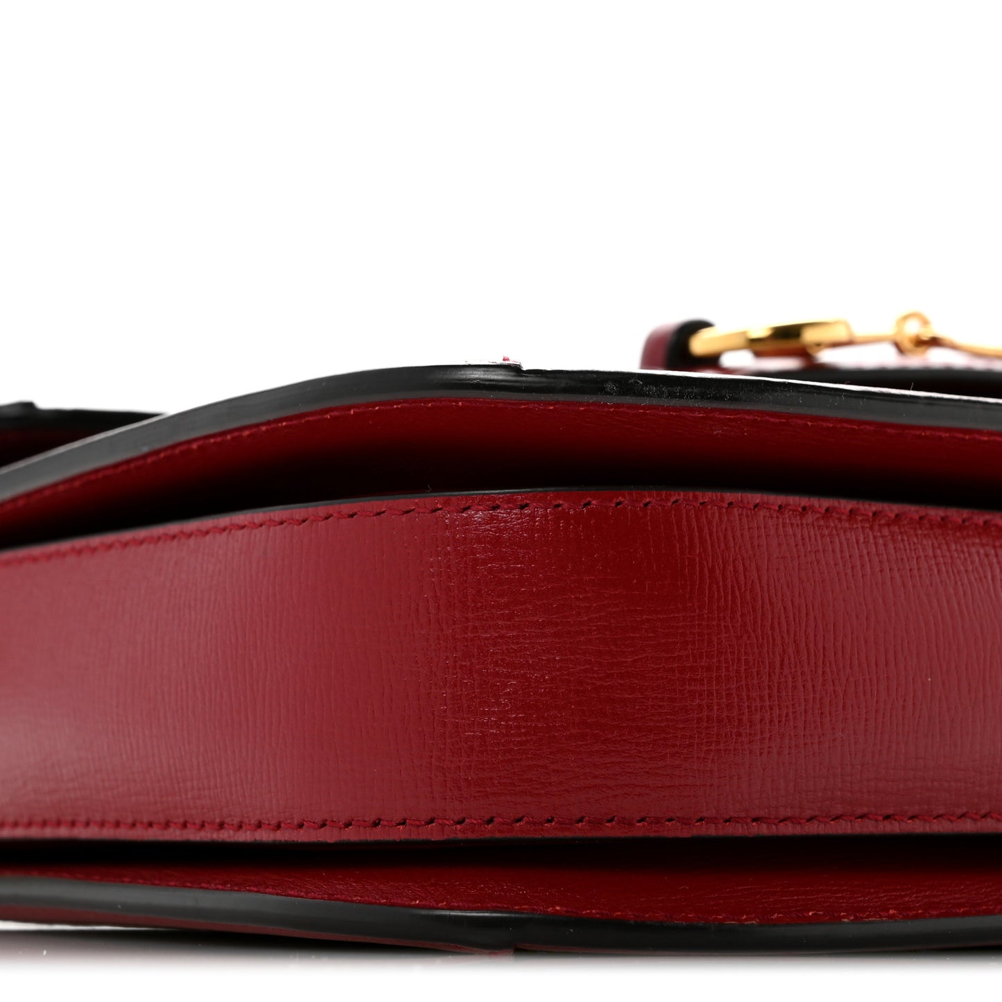 GG Supreme Monogram Azalea Calfskin Horsebit 1955 Shoulder Bag Beige Ebony New Cherry Red