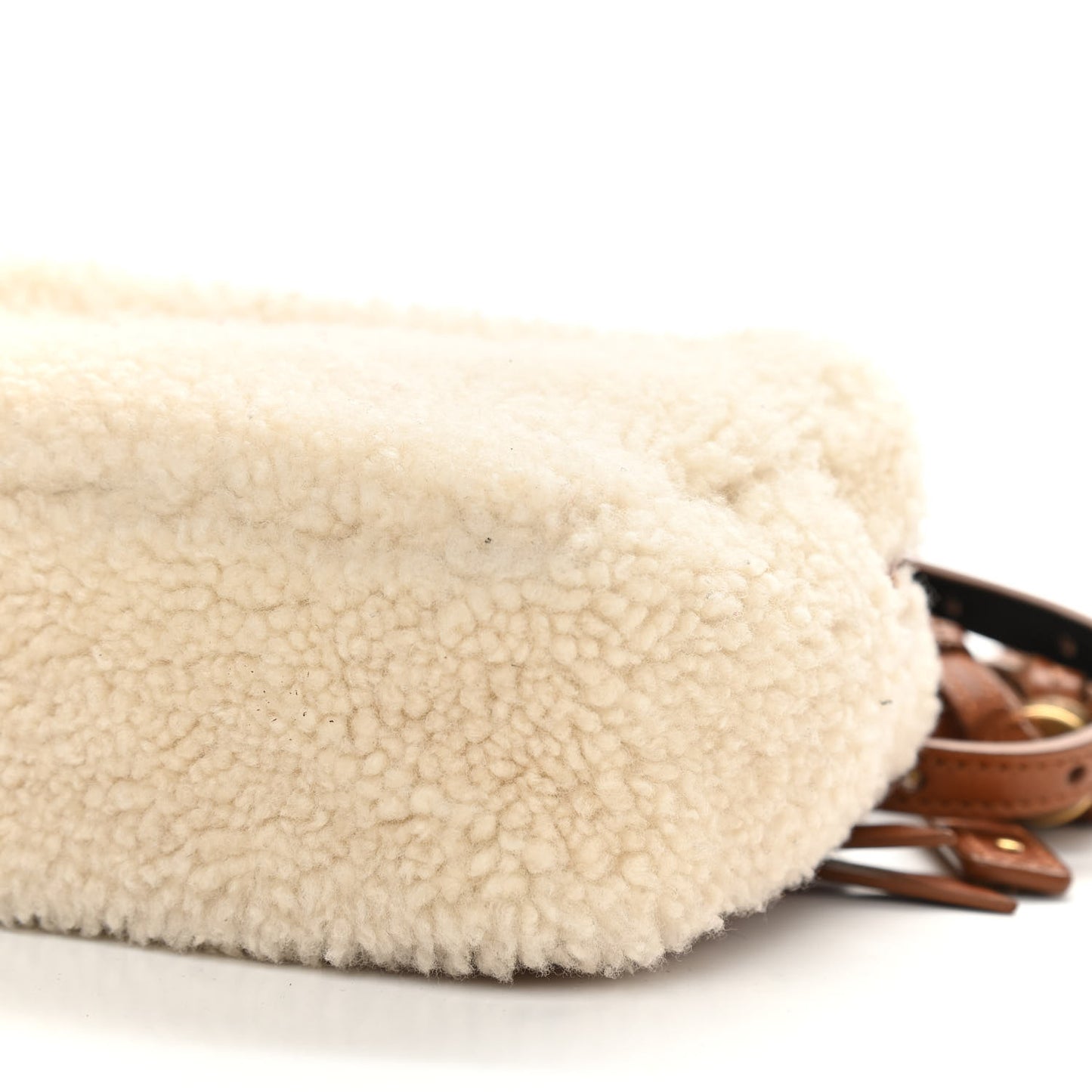 Shearling Monogram Lou Belt Bag Beige