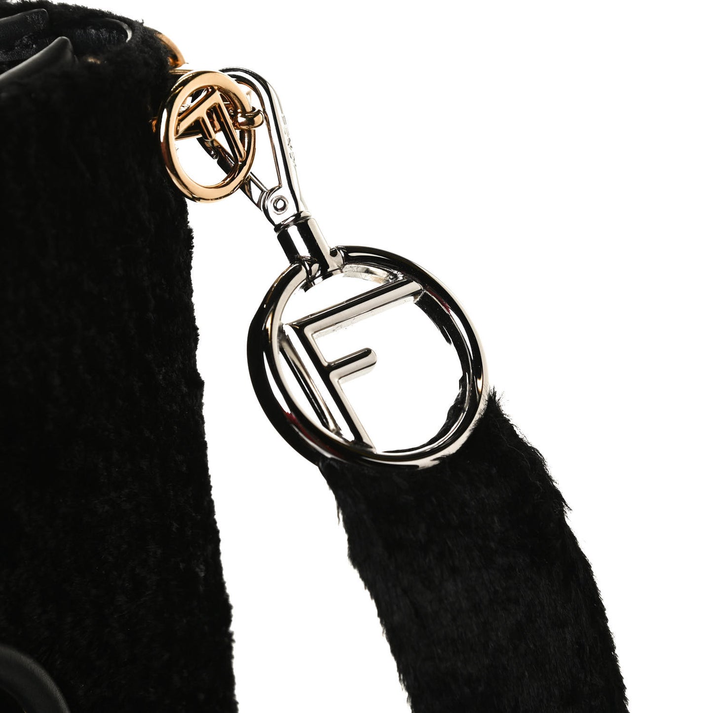 Velluto Astrakan Vitello Dolce F is Fendi Kan I Shoulder Bag Black