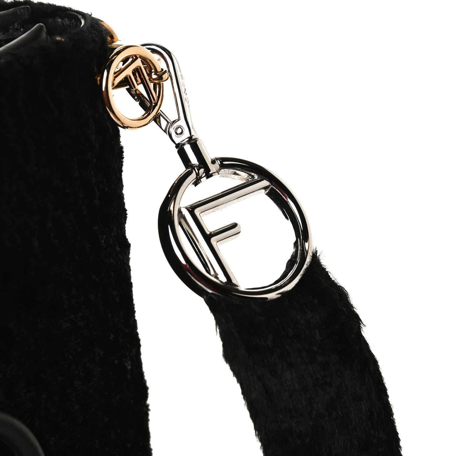 Fendi Velluto Astrakan Vitello Dolce F is Fendi Kan I Shoulder Bag Black 14 of 17