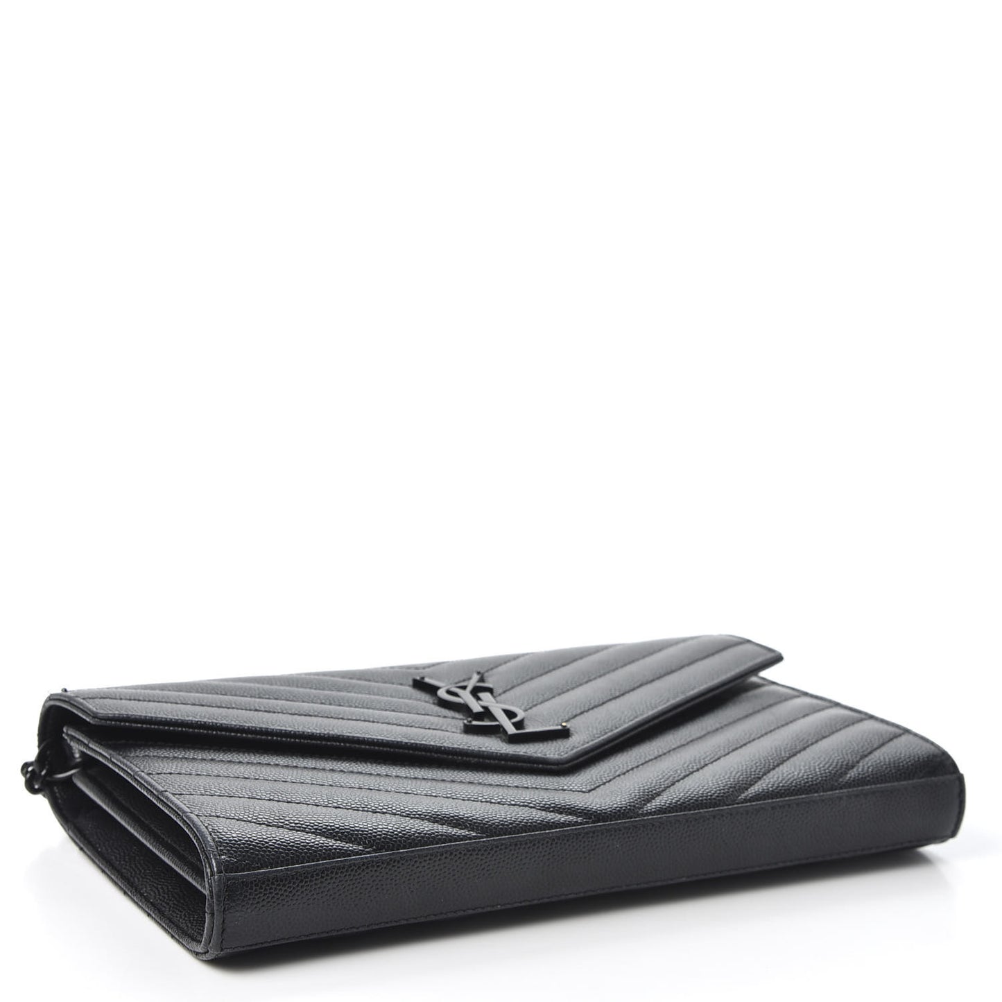 Grain De Poudre Matelasse Chevron Monogram Chain Wallet Black