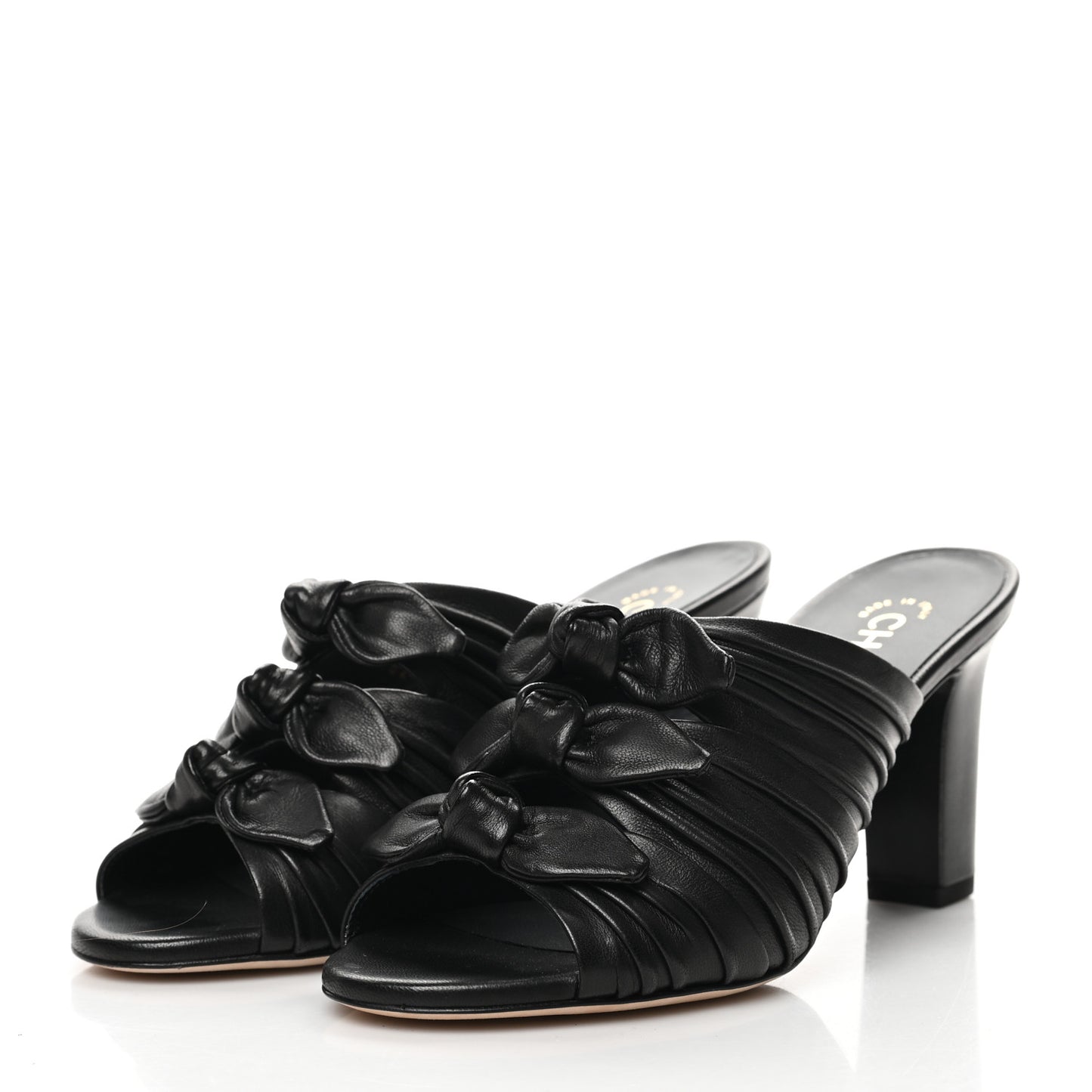 Calfskin Bows CC Mules 37.5 Black