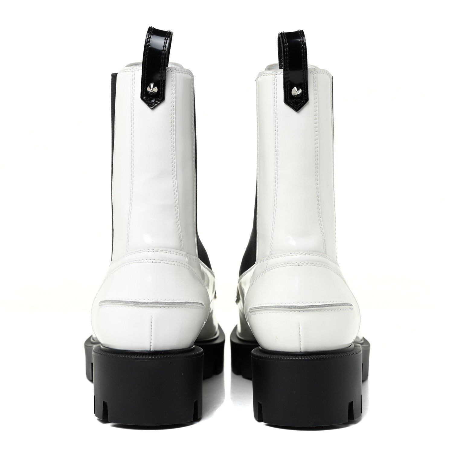 Christian Louboutin Calfskin Abrasivato Montezumo Lug Chelsea Boots 37.5 White Black 4 of 12