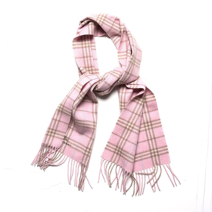 Burberry Lambswool Check Fringe Scarf Pink 1 of 5