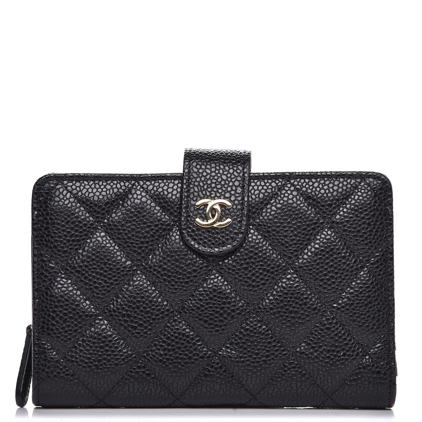 Caviar Quilted Zipped Pocket Wallet Black