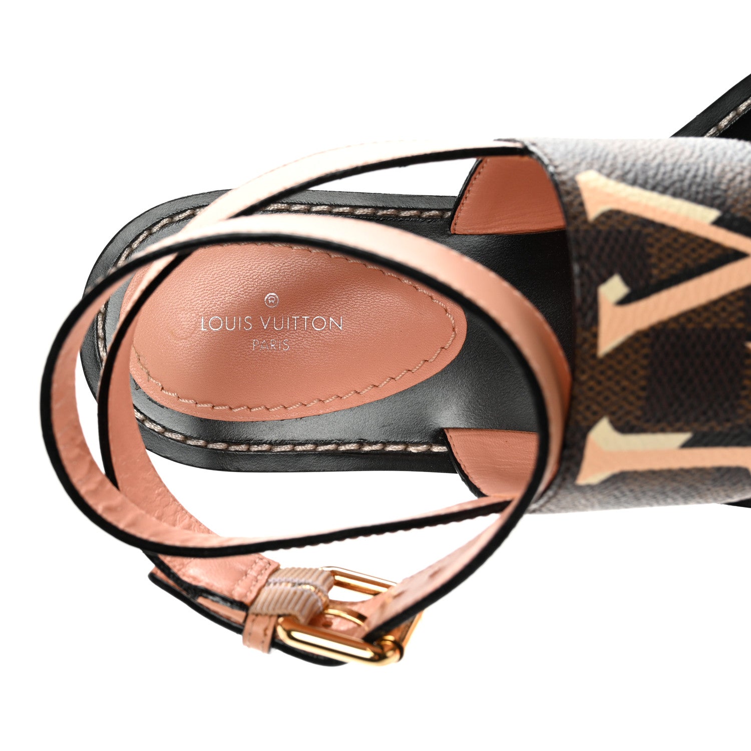 Louis Vuitton Calfskin Damier Ebene Passenger Flat Sandals 37.5 Venus Pink 7 of 11