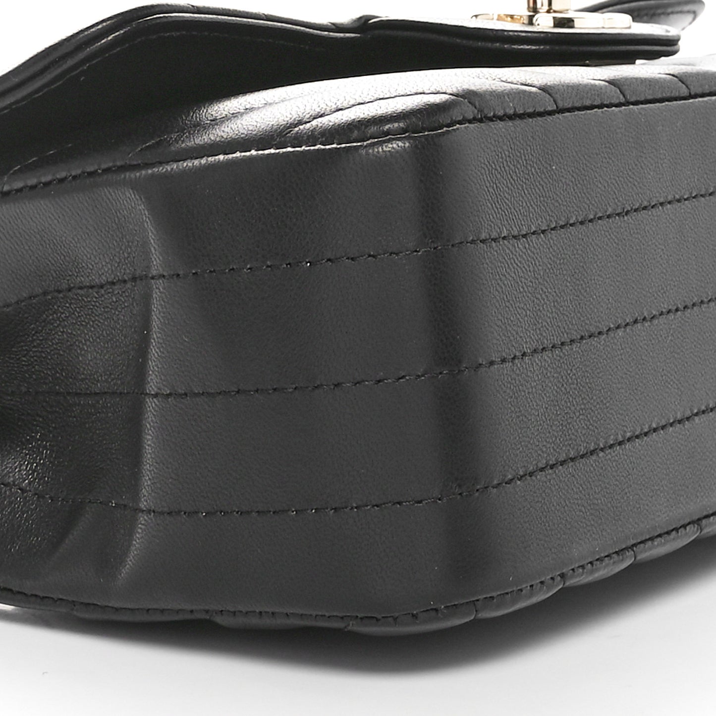 Lambskin Chevron Quilted Mini Rectangular Flap Black