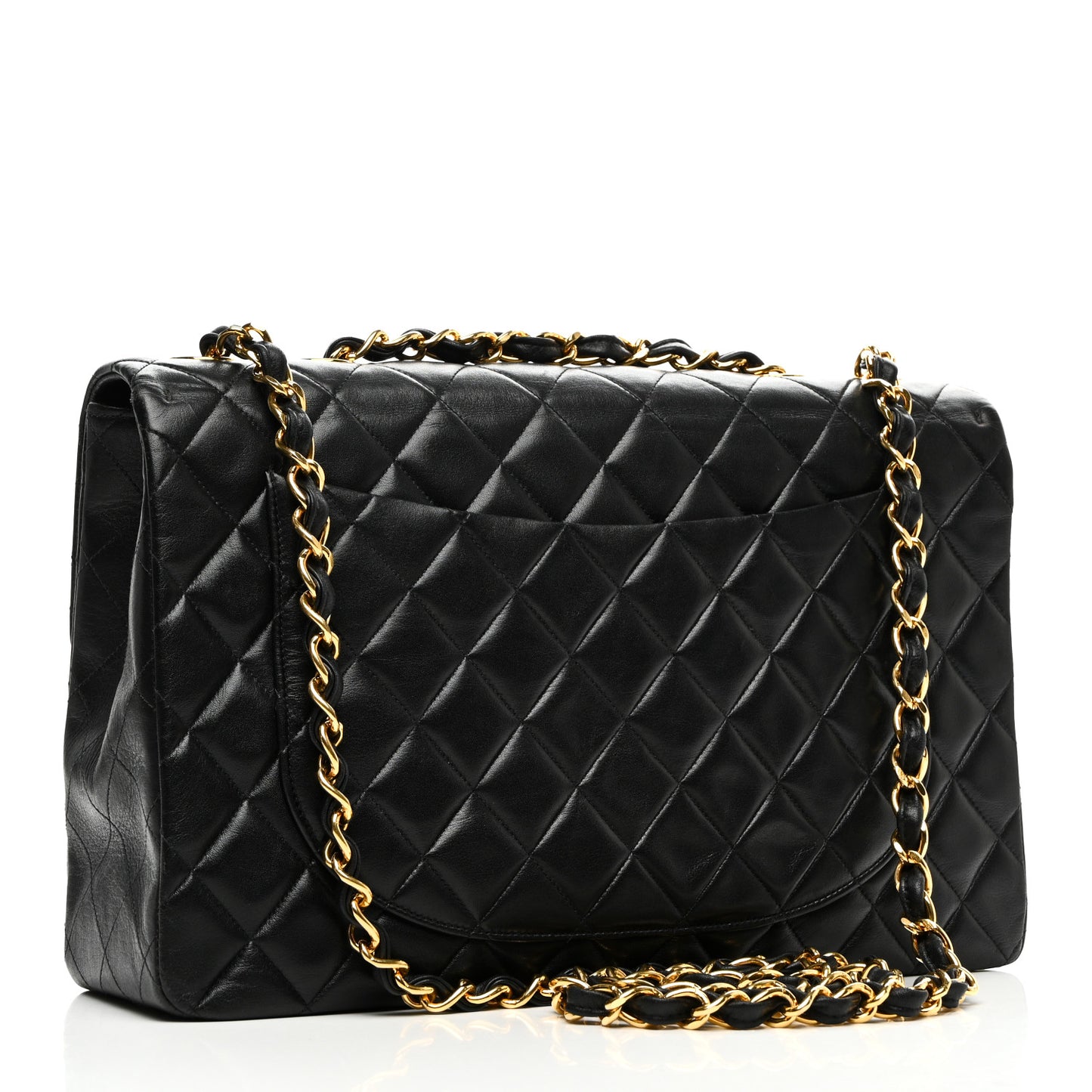 Lambskin Quilted XL Jumbo Single Flap Black