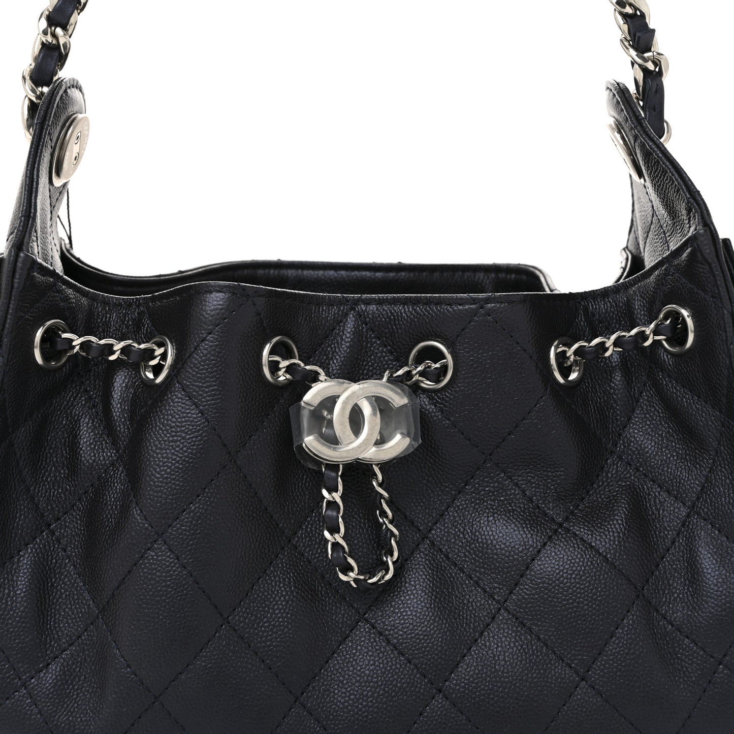 Metallic Caviar Quilted Mini Chanel 25 Handbag Dark Blue
