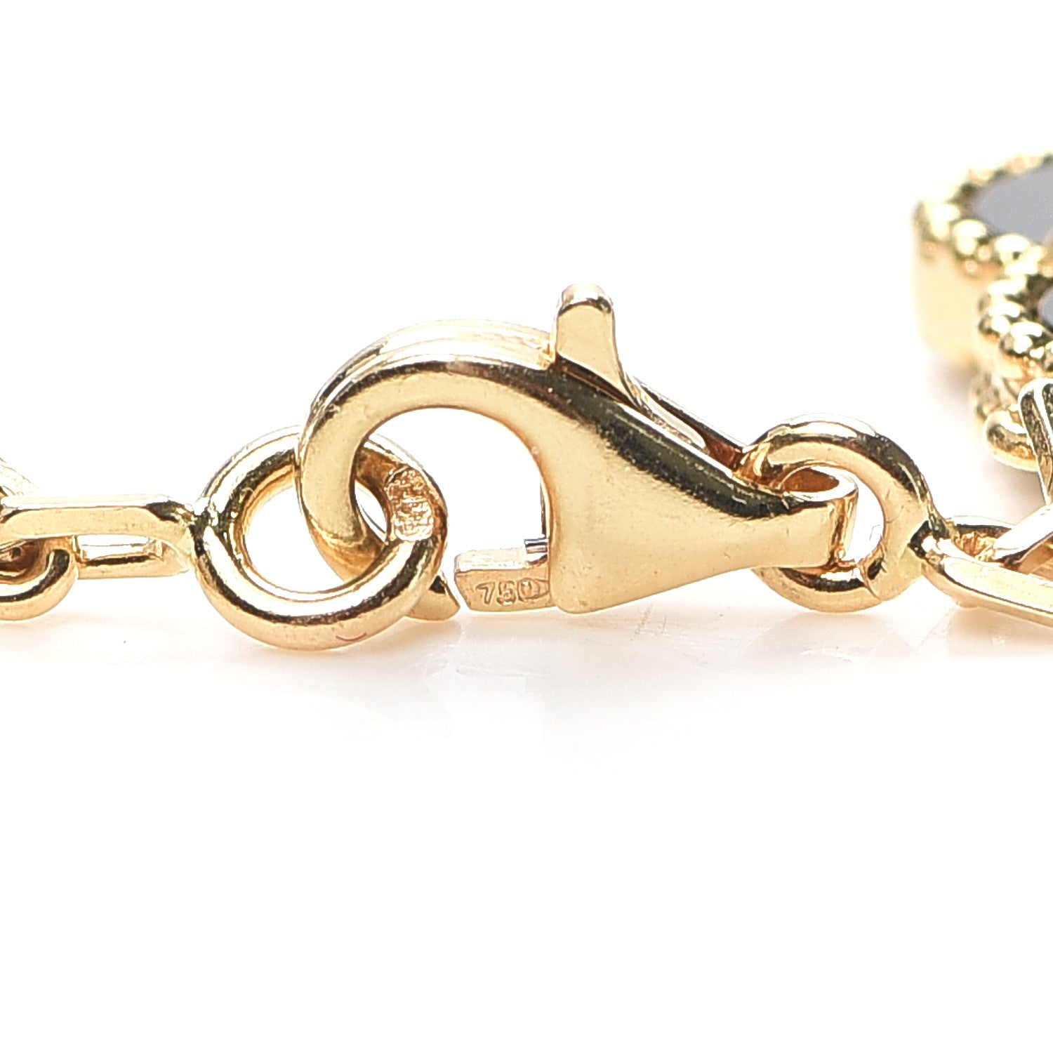 Van Cleef & Arpels 18K Yellow Gold Black Onyx 5 Motifs Vintage Alhambra Bracelet 4 of 6