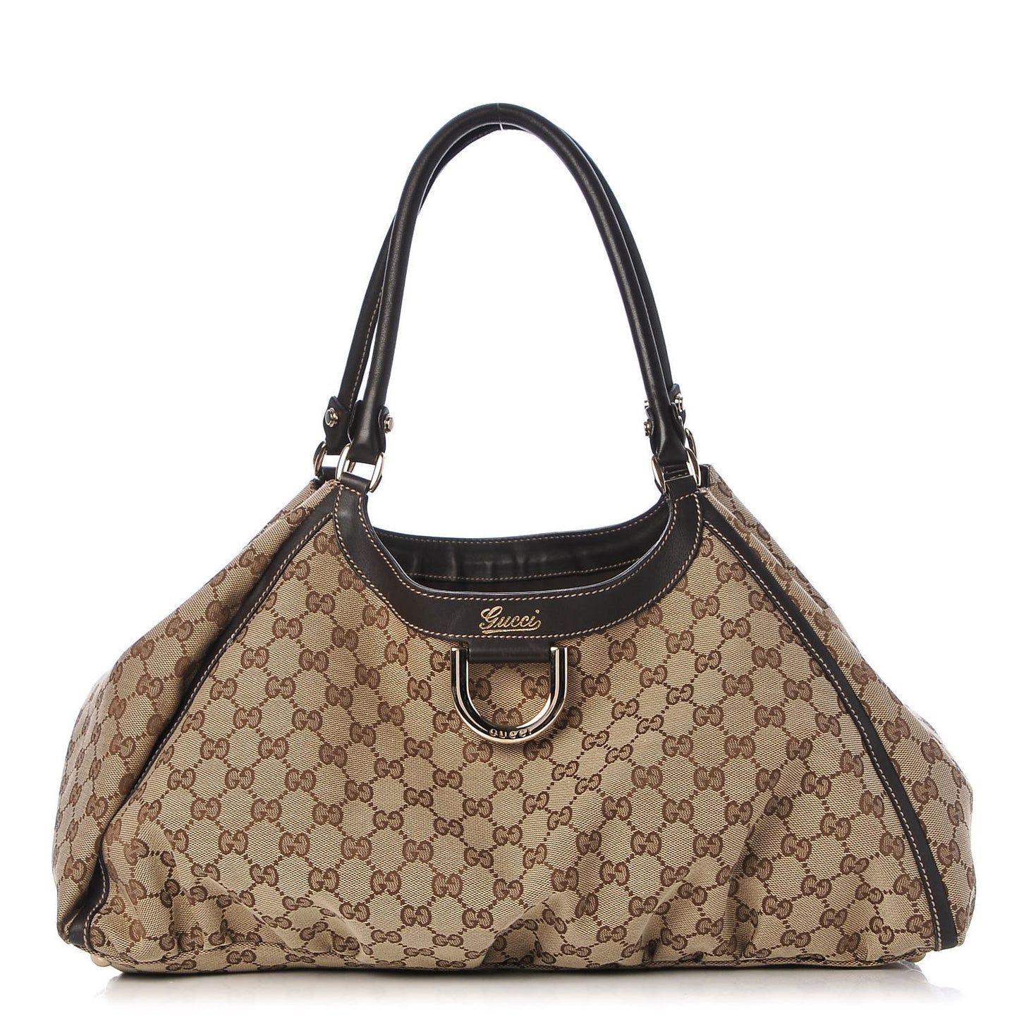 Monogram Large D Gold Hobo Dark Brown