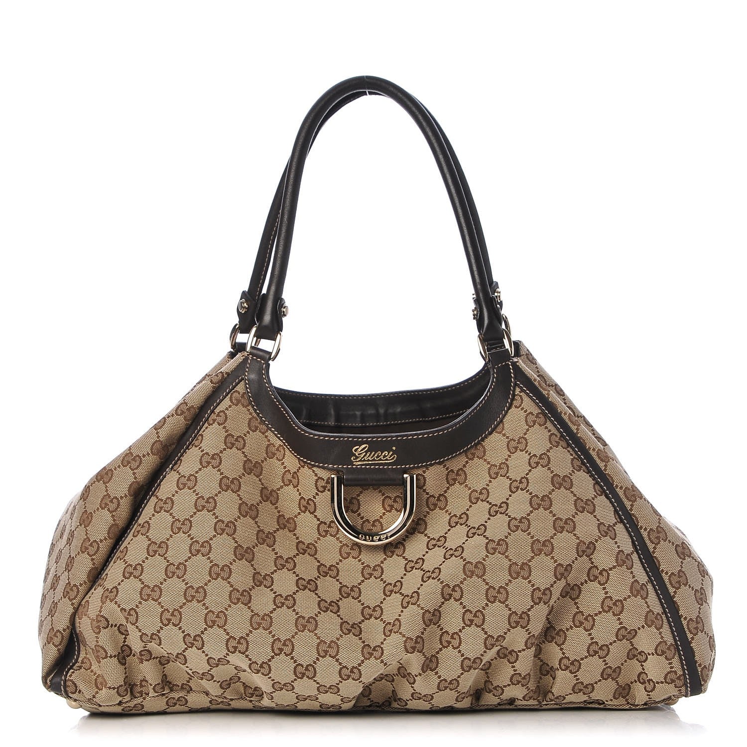 Gucci Monogram Large D Gold Hobo Dark Brown 1 of 11