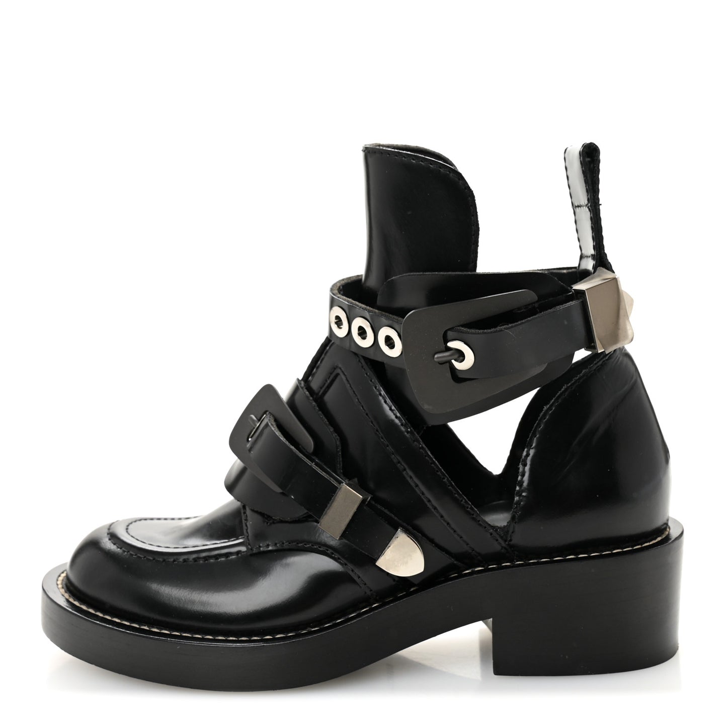 Brushed Calfskin Ceinture Ankle Boots 36.5 Black