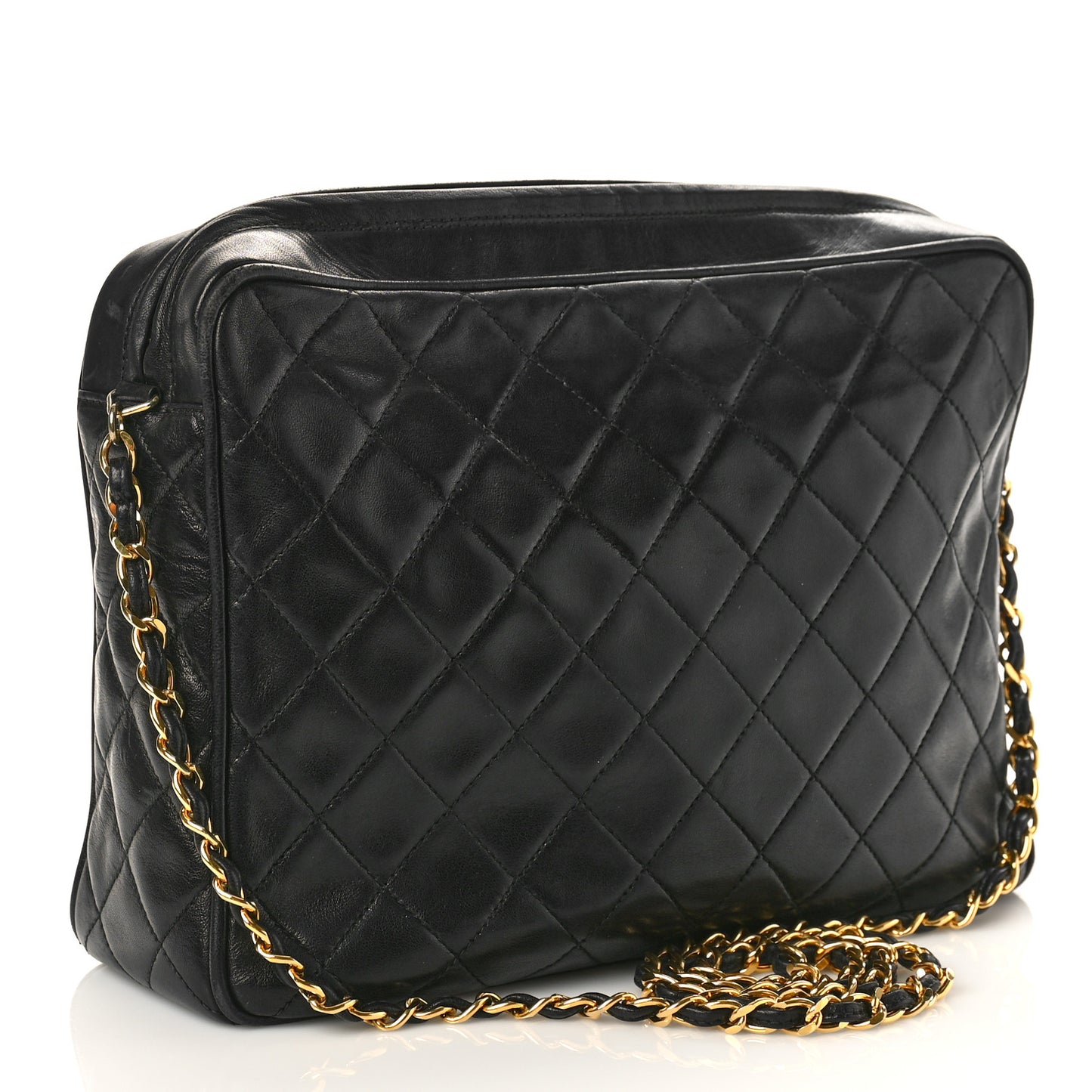 Lambskin Quilted CC Tassel Camera Case Black