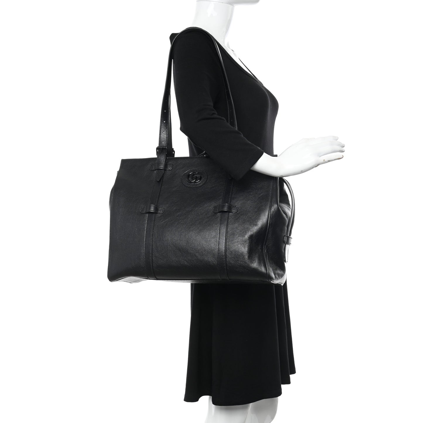 Calfskin Tonal GG Medium Tote Bag Black