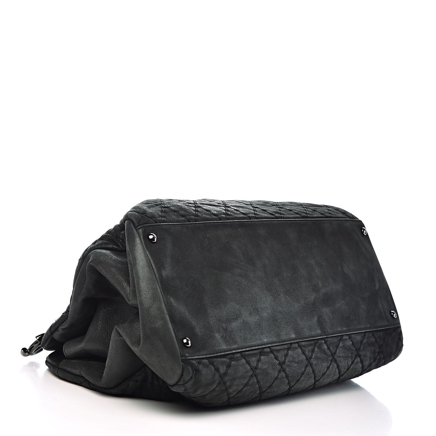 Iridescent Calfskin Extra Large Just Mademoiselle Bowling Bag Black