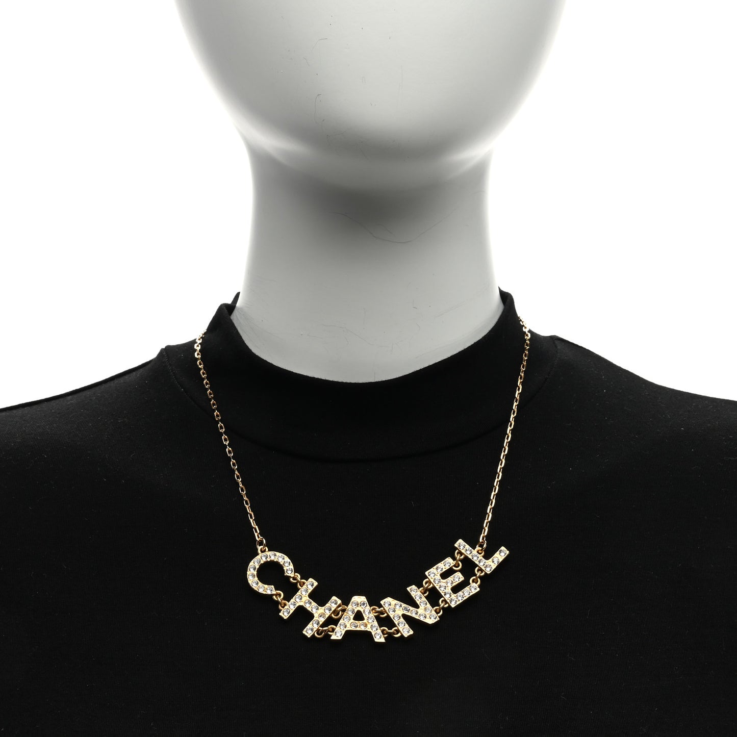 Metal Crystal 90's Icon Logo Necklace Gold