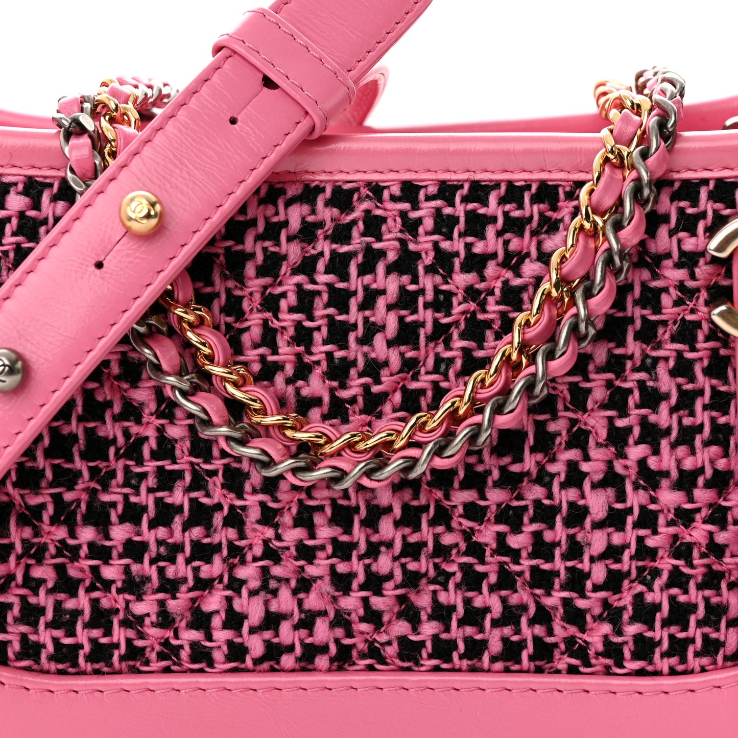 Tweed Calfskin Small Gabrielle Hobo Pink
