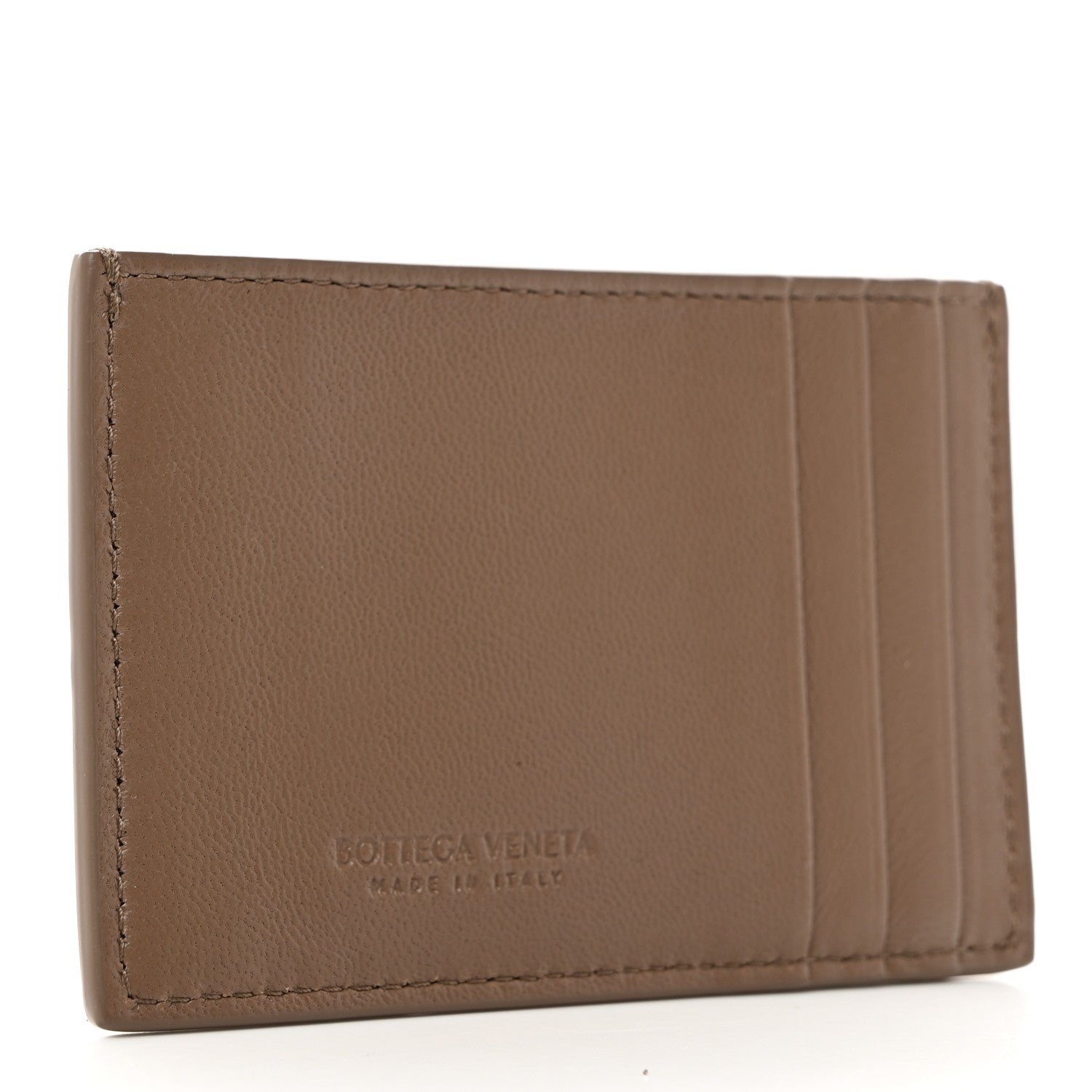 Bottega Veneta Nappa Intreccio Cassette Credit Card Holder Taupe Grey 3 of 7
