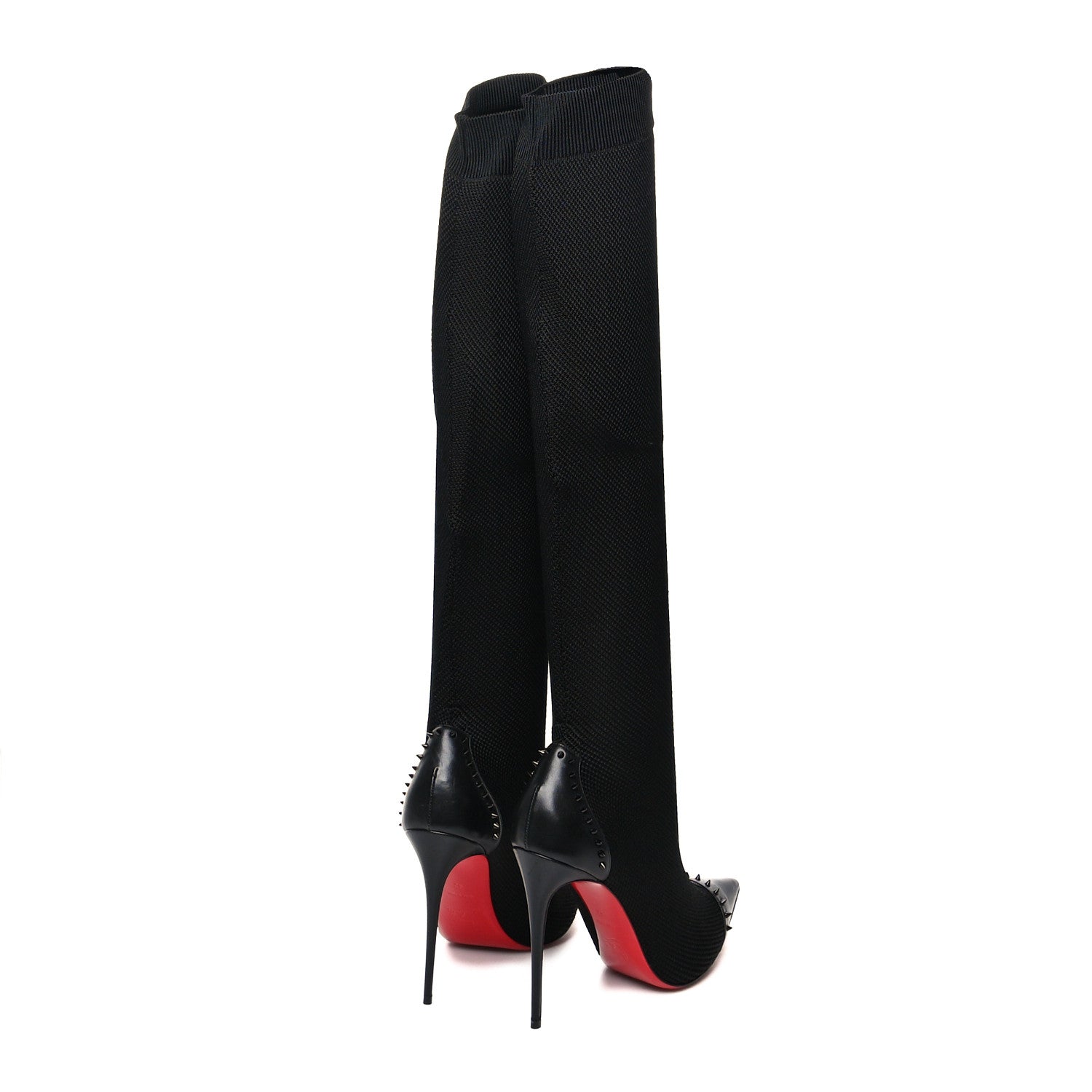 Christian Louboutin Shiny Nappa Maille Tricot Souricette 100 Over The Knee Boots 42 Black 4 of 7