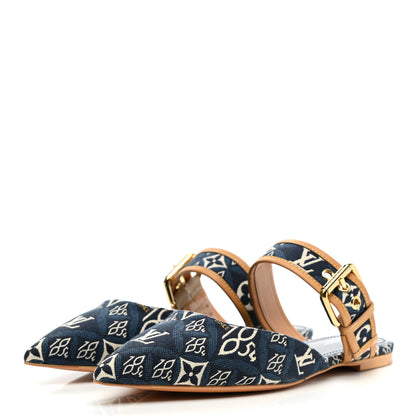 Louis Vuitton Jacquard Since 1854 Sofia Flat Mule 38 Blue 3 of 9