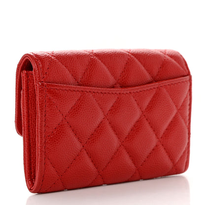 Chanel Caviar Quilted Flap Card Holder Wallet Red 3 of 9