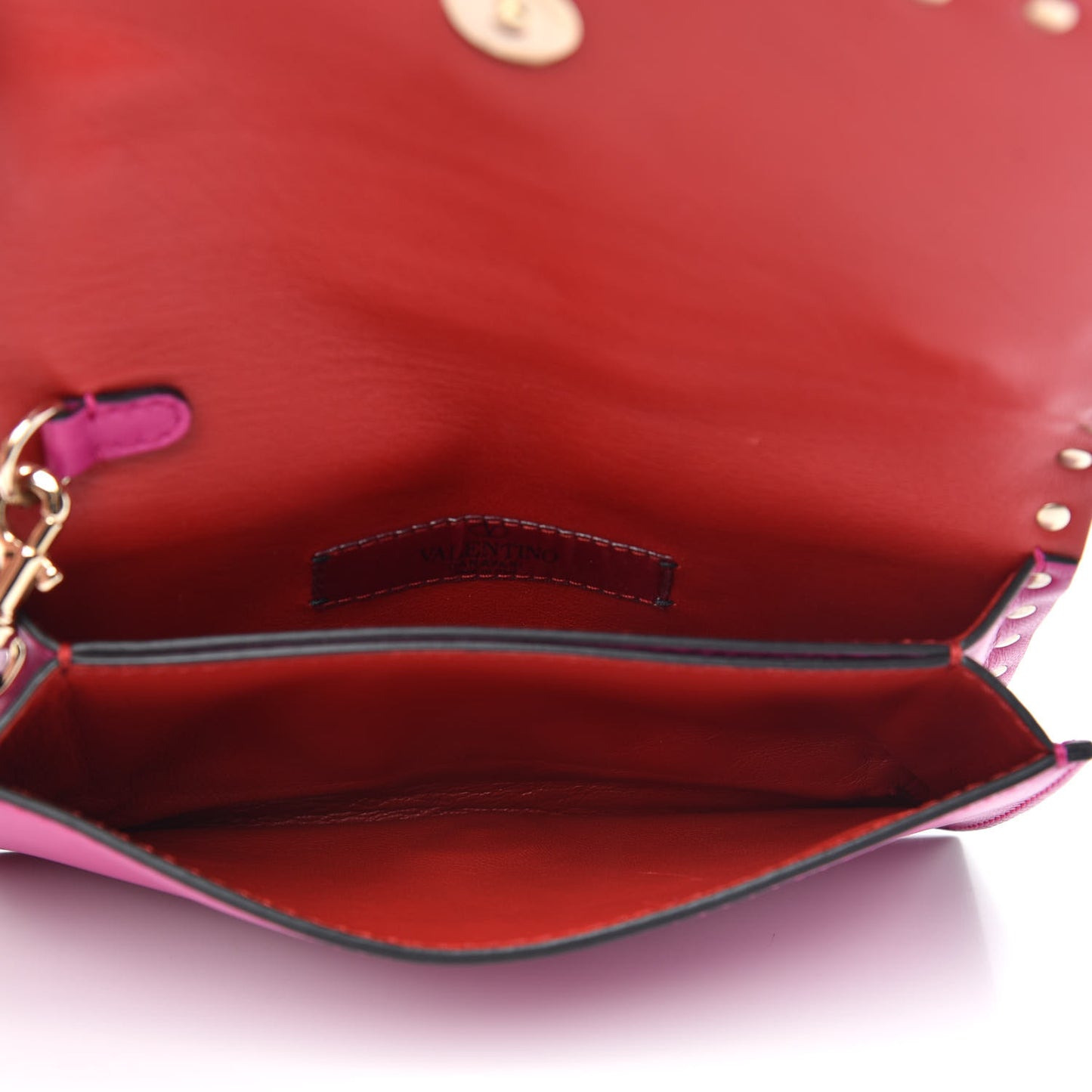 Nappa Small Rockstud Wristlet Clutch Fuxia