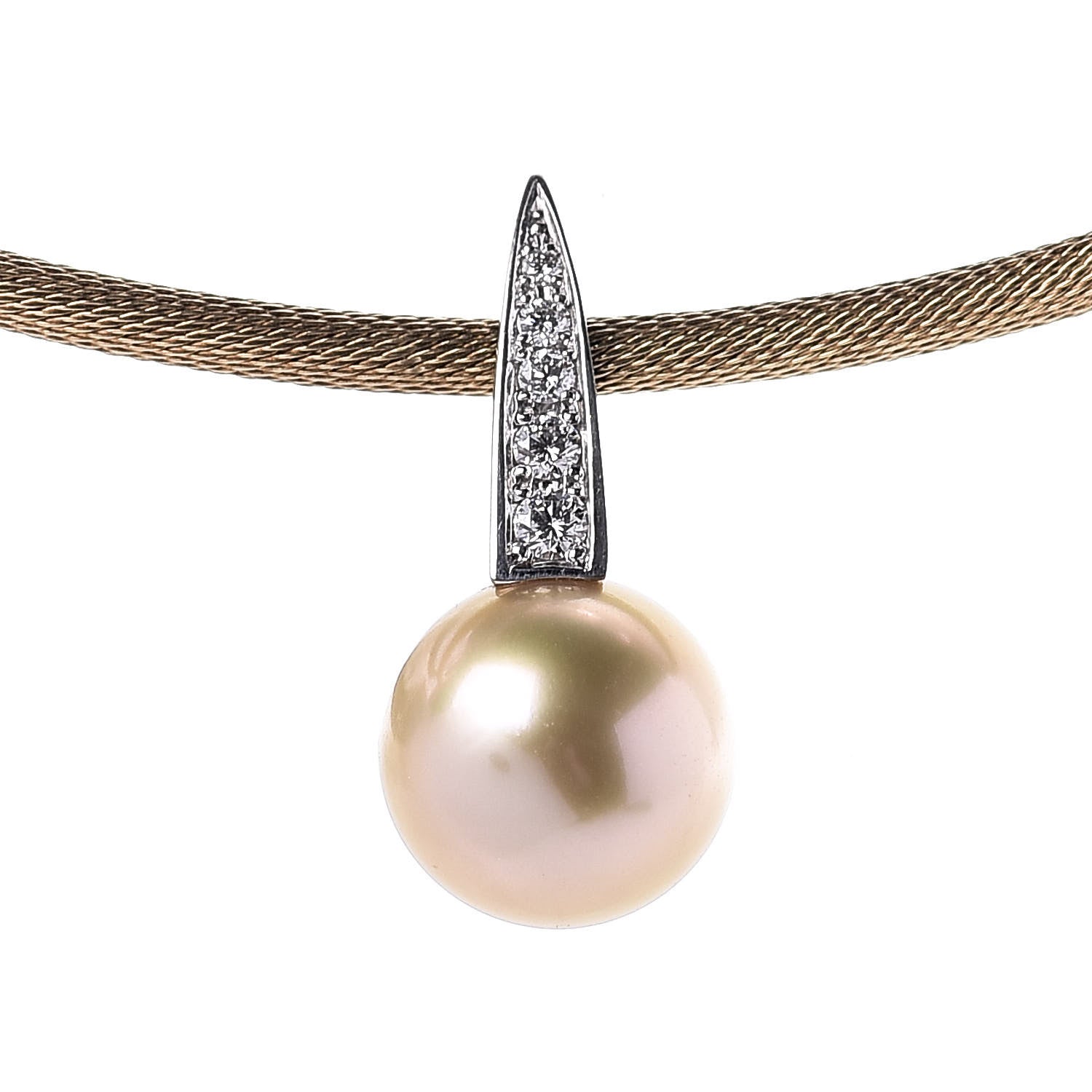 Mikimoto 18K Yellow White Gold Diamond Pearl 11.5mm Pendant Necklace 4 of 6