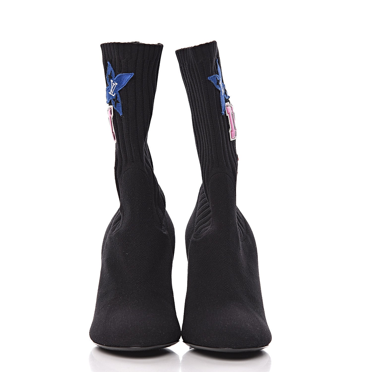 Louis Vuitton Stretch Fabric LV Black Heart Sock Ankle Boots 37 Black 2 of 8