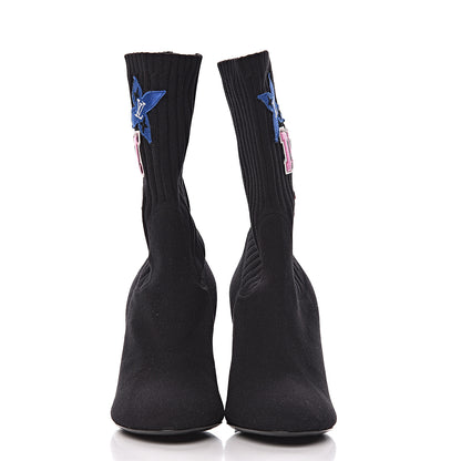 Louis Vuitton Stretch Fabric LV Black Heart Sock Ankle Boots 37 Black 2 of 8