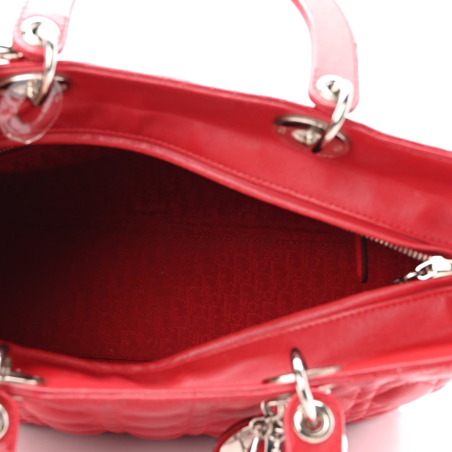 Lambskin Cannage Large Lady Dior Red