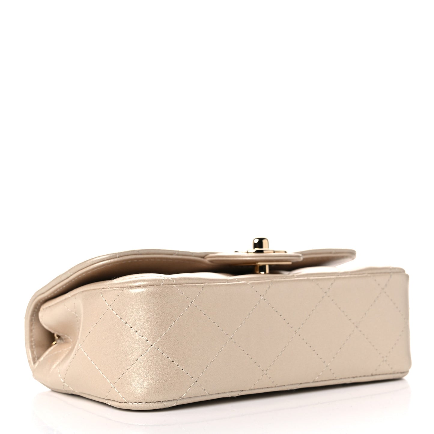 Metallic Lambskin Quilted Extra Mini V For Victory Flap Light Gold