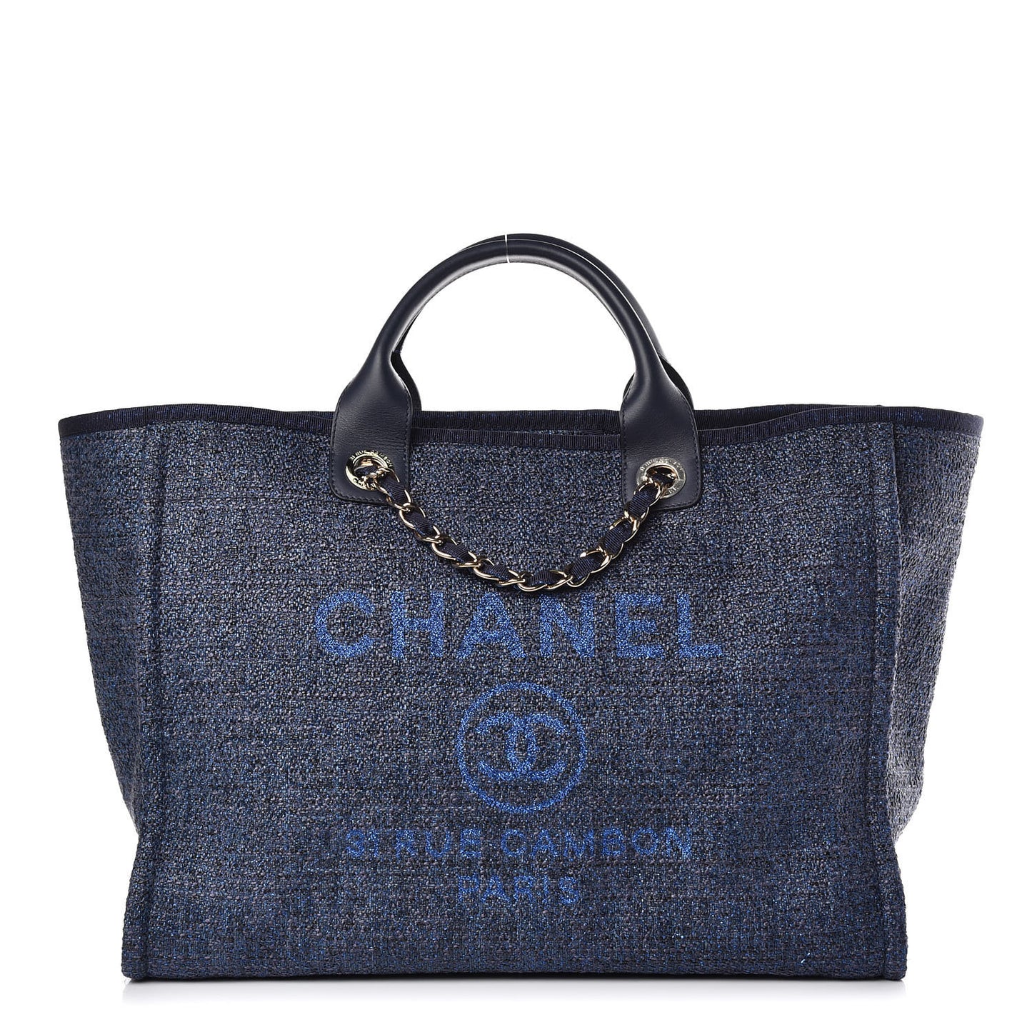 Woven Straw Raffia Large Deauville Tote Blue