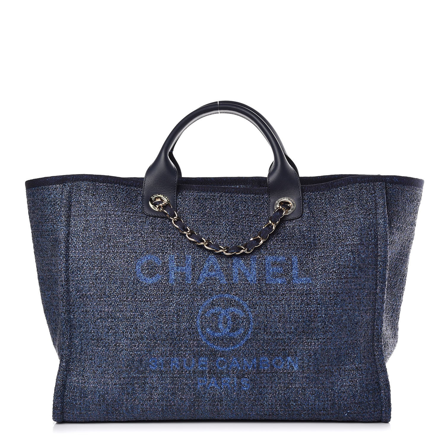 Chanel Woven Straw Raffia Large Deauville Tote Blue 1 of 11