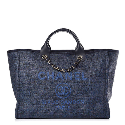 Chanel Woven Straw Raffia Large Deauville Tote Blue 1 of 11