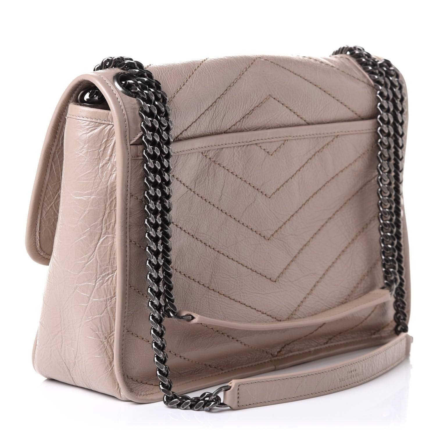 Saint Laurent Crinkled Calfskin Matelasse Monogram Medium Niki Chain Satchel Light Taupe 2 of 9