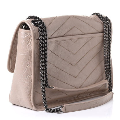 Saint Laurent Crinkled Calfskin Matelasse Monogram Medium Niki Chain Satchel Light Taupe 2 of 9