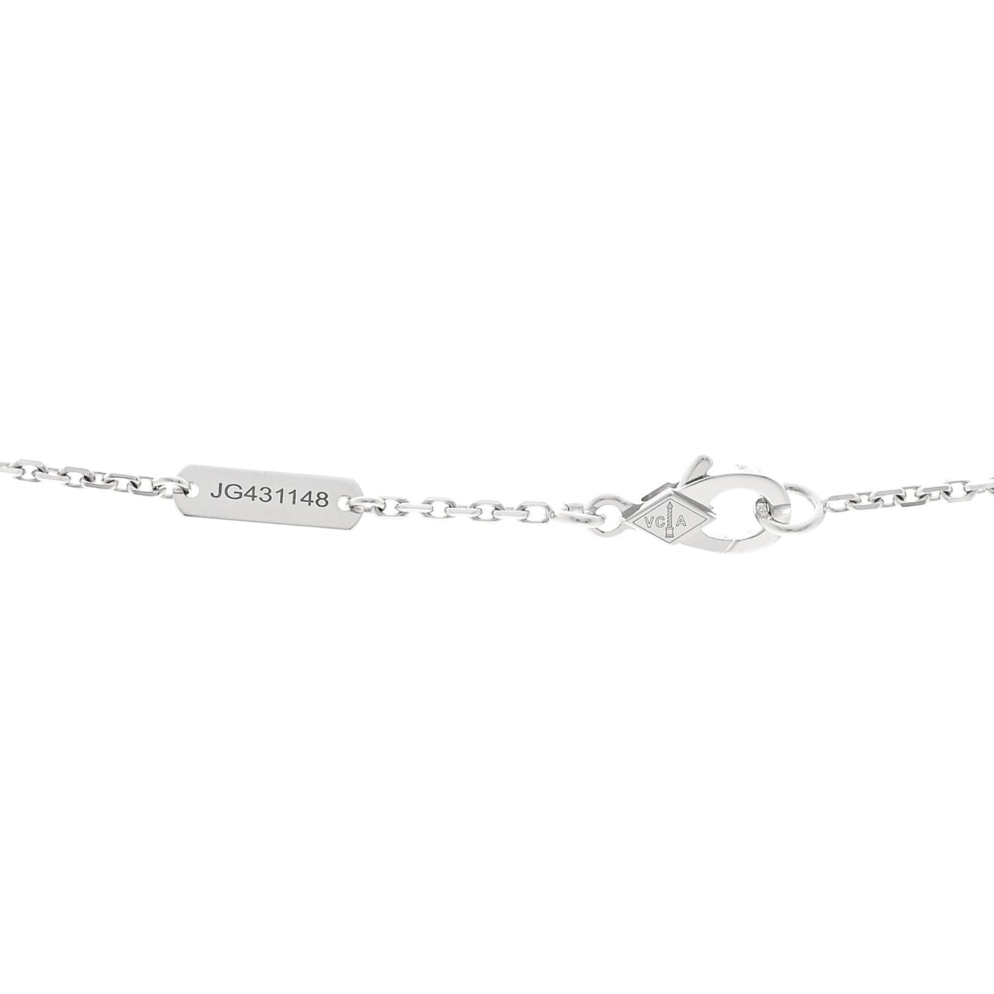 18K White Gold Mother of Pearl Vintage Alhambra Pendant Necklace