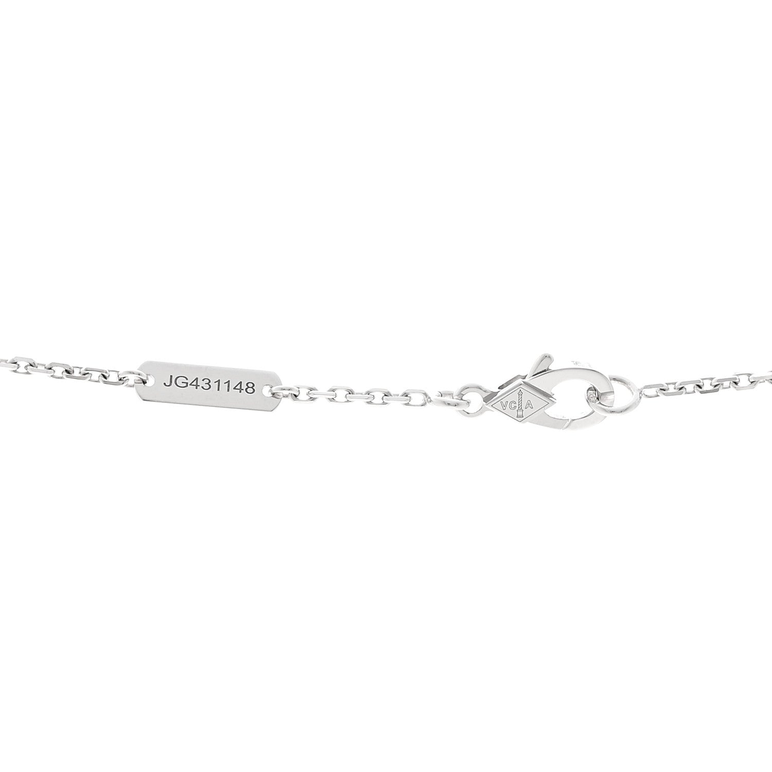 Van Cleef & Arpels 18K White Gold Mother of Pearl Vintage Alhambra Pendant Necklace 4 of 6