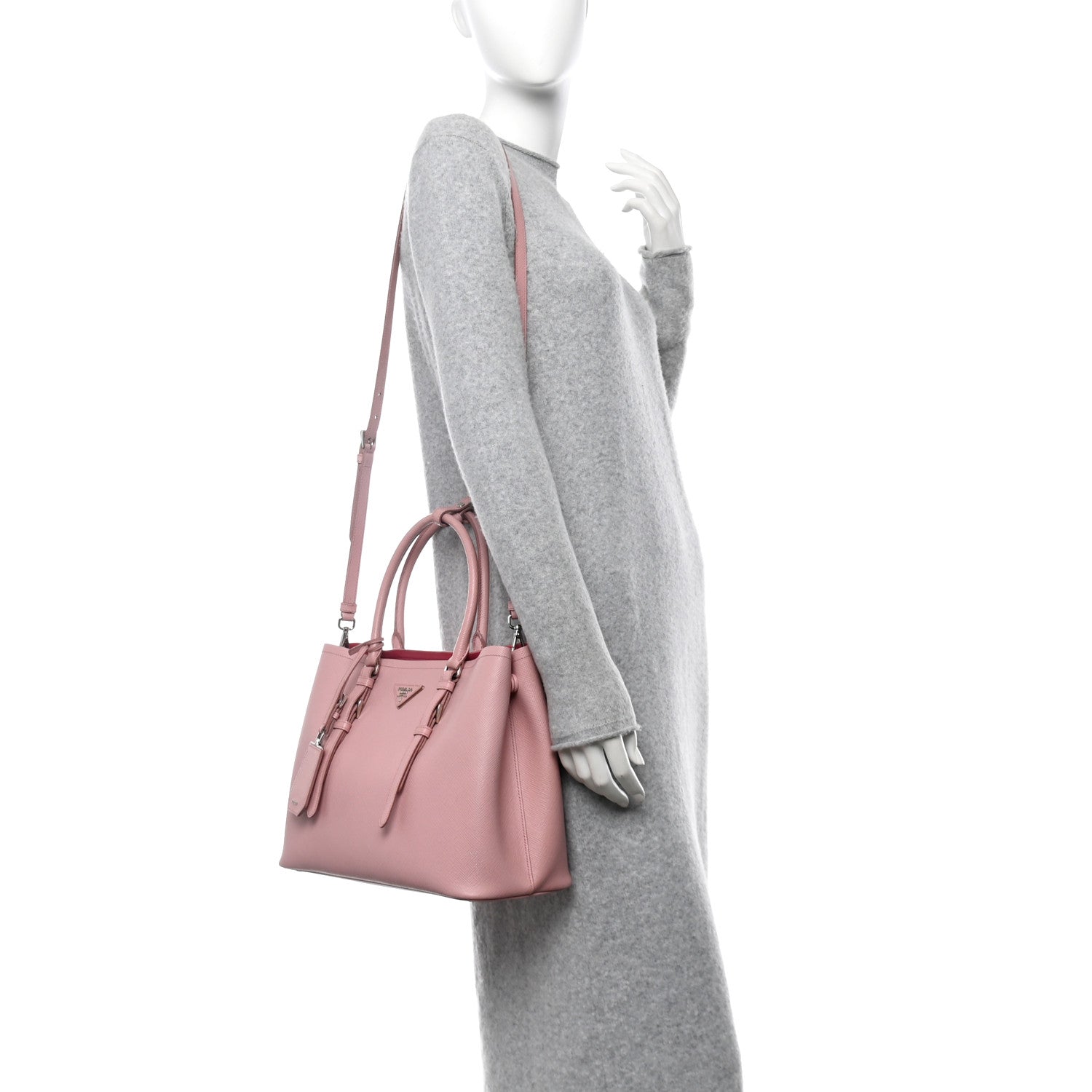 Prada Saffiano Cuir Medium Double Handle Tote Pesco 2 of 15